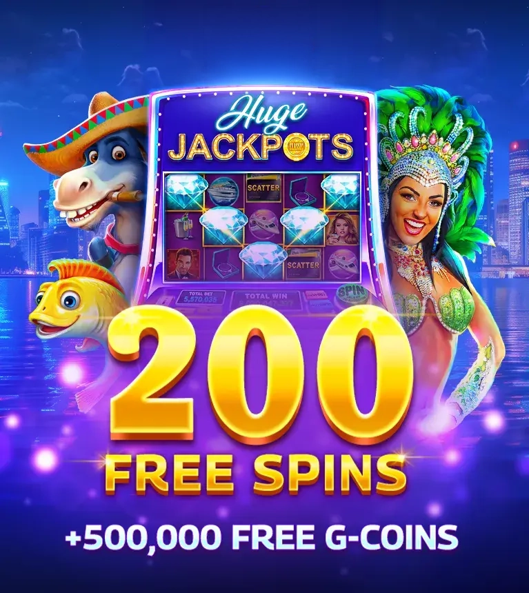 Gambino Slots welcome banner for mobile with free bonus offer