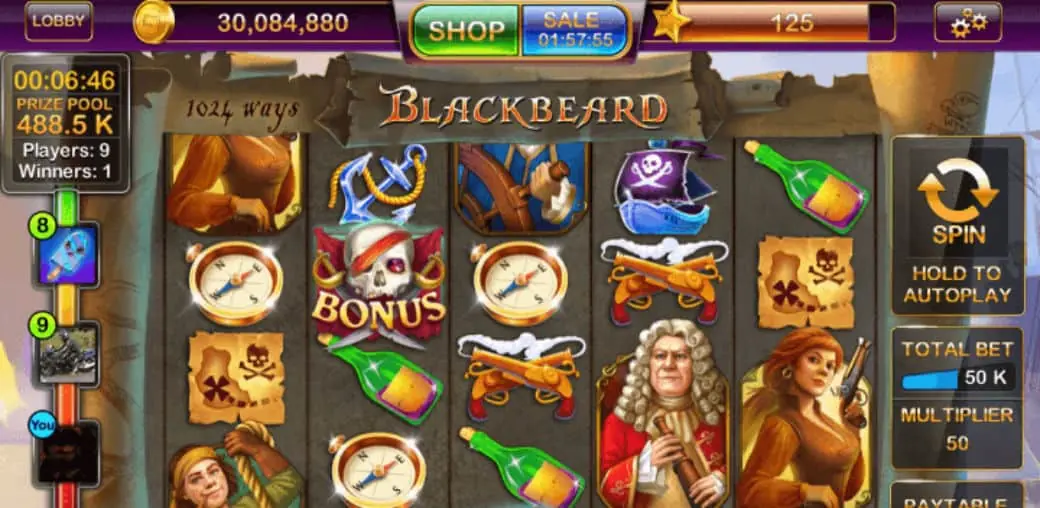 Blackeard Free Slot Game Dashboard