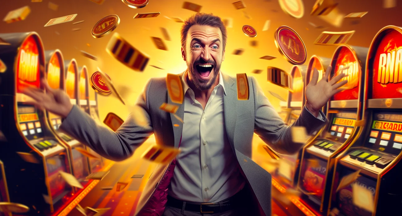 Excited big winner on video slots