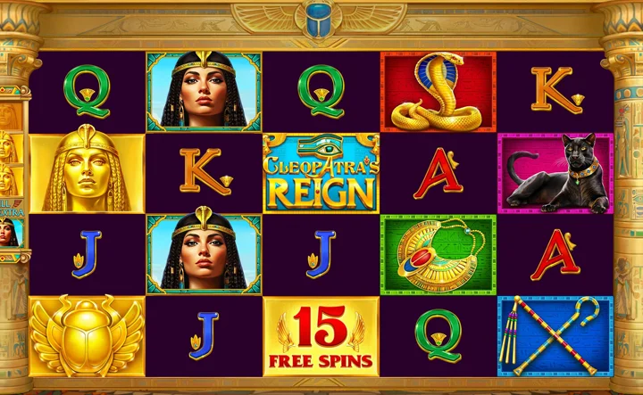 Hit jackpot sized wins in Cleopatra’s Reign slot.